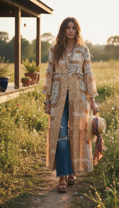 Altar’d State Duster Kimono Cardigan XS Patchwork… - image 16