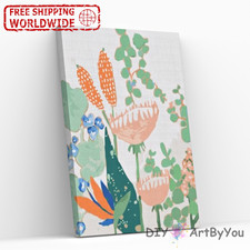 Paint By Numbers Kit Abstract Plant Canvas Framed Acrylic Wall Art Decor