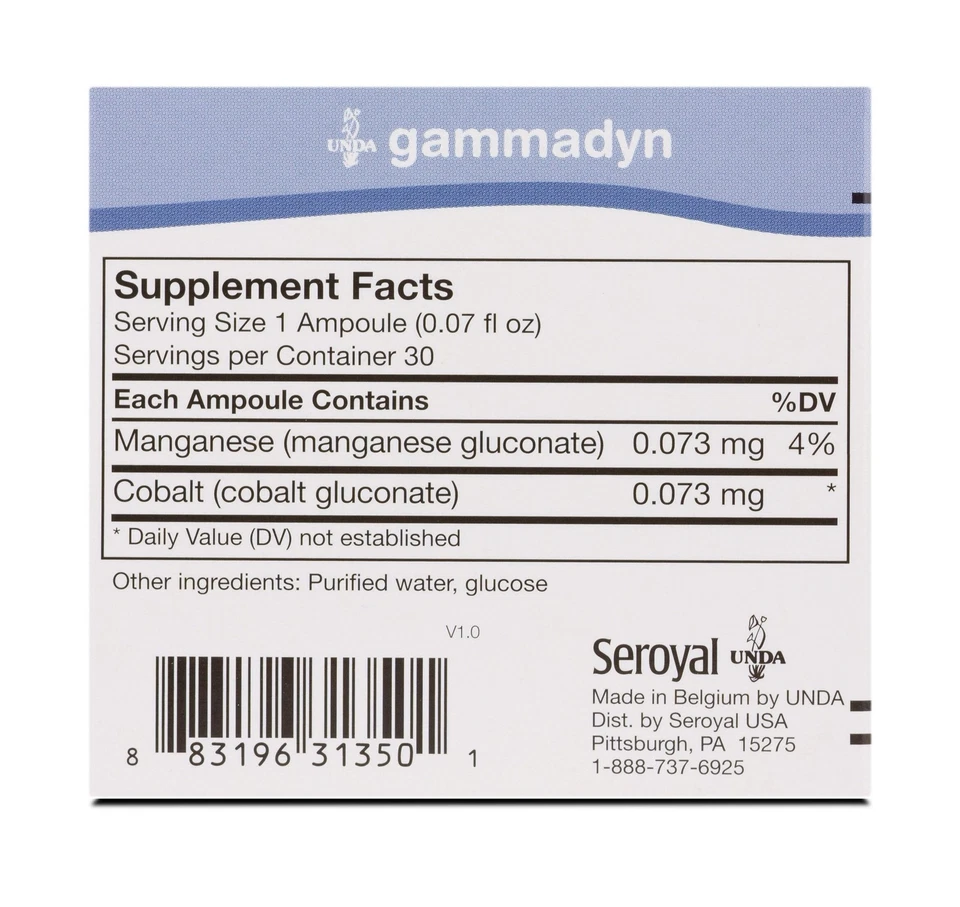 UNDA GAMMADYN Mn-Co | Suplemento manganeso-cobalto oligoelemento | 30 ampollas Foto 2 de 4