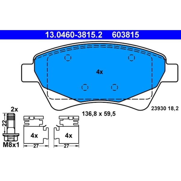 Bremsbelagsatz Scheibenbremse Ate 13.0460-3815.2 FüR Renault Megane Ii Grandtour-image