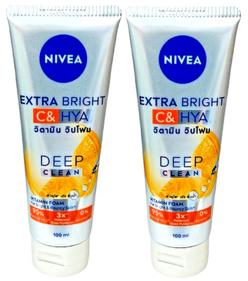 NIVEA Extra Bright Vitamin C & Hya Whip Foam Cleanser Radiant Skin 100ml×2 tubes