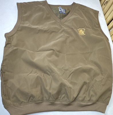 House of Scotland Golf Men's XL Brown Golf Windshirt Vest V-Neck Pullover Nylon