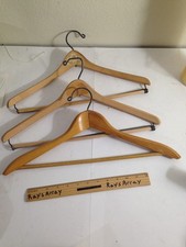 Vintage lot of 3 Wooden Coat Clothing Hanger one with Advertising