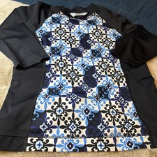 Lands' End Long Sleeve Swim Rash Guard Girls Size Medium 10/12 Blues And Black