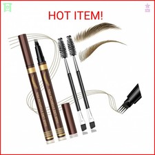 2PCS Microblading Eyebrow Pen with 2 Brushes, Waterproof Four-Tip Eyebrow Pencil