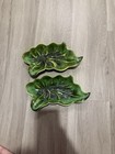 Two Vintage DeForest Of California Green Leaf Pottery Mid Century Retro Dishes — photo 1