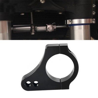 1x Black 28mm Aluminum Alloy Motorcycle Steering Damper Fork Mount Clamp Bracket