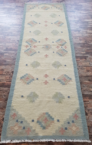 Vintage Handmade Traditional Lovely Swedish Kilim Floor Rug Carpet 240x82 cm