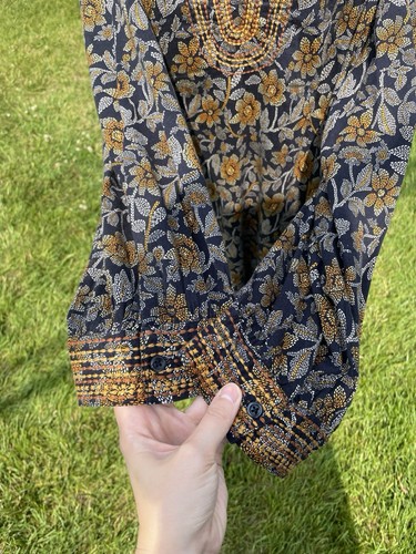 Neu mit Etikett J Jill Pure bestickt Twill Tunika Oberteil 3X Boho V-Ausschnitt Ballon Langarm - Bild 7 von 17