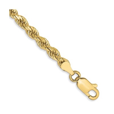 10 Karat massives Gelbgold Kette Armband 3,5 mm diamantgeschliffenes Seil Herren Damen