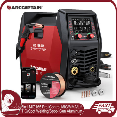 ARCCAPTAIN iControl 165A Pro MIG Welder 6 in 1 Gas/Gasless Flux MIG/MMA/Lift TIG