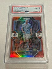 2022-23 CHRONICLES EPL ERLING HAALAND 30/99 RED PRIZM PSA 10 MANCHESTER CITY SP