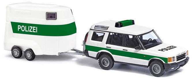 Busch 51936 - 1/87 / H0 Land Rover Discovery Police + Trailer - New