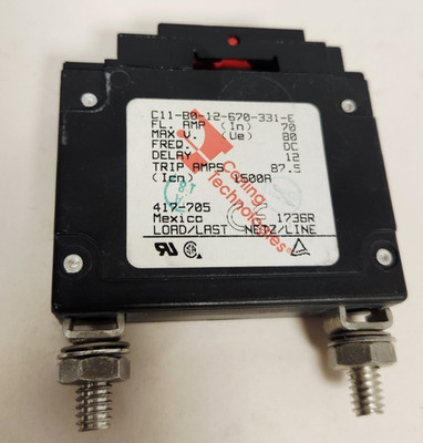 CARLING SWITCH C11-80-12-670-331-E MAX V 80 DC DELAY 12 TRIP AMP 87.5 USED