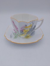Shelley Queen Anne Tea Cup & Saucer 723404 2161/D Cottage Flowers Very Good Cond