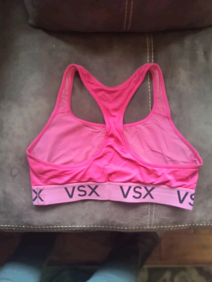 Sujetador deportivo Victoria's Secret espalda cruzada rosa intenso VSX talla pequeña bajo impacto Foto 2 de 4