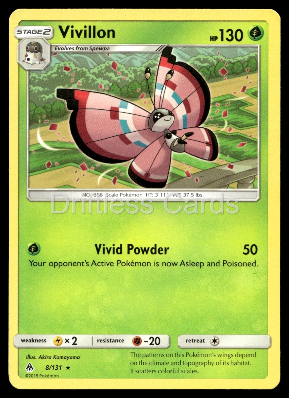 Vivillon 8/131 Rare Forbidden Light Pokemon NM/M