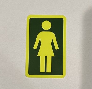 OG GIRL SKATEBOARD CO ICONIC GIRL'S RESTROOM LOGO SKATEBOARD new STICKER 4x2.5” 
