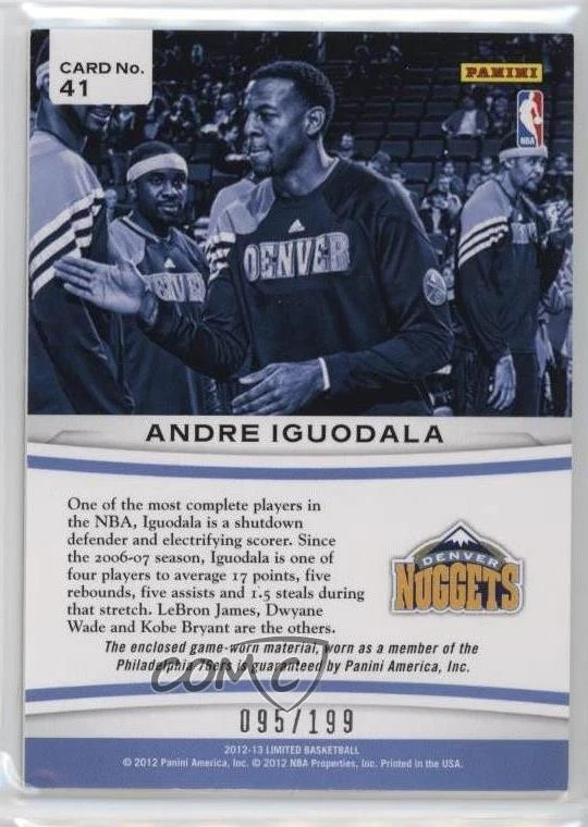 2012-13 Limited Center Stage Materials /199 Andre Iguodala #41 - Image 2 of 2