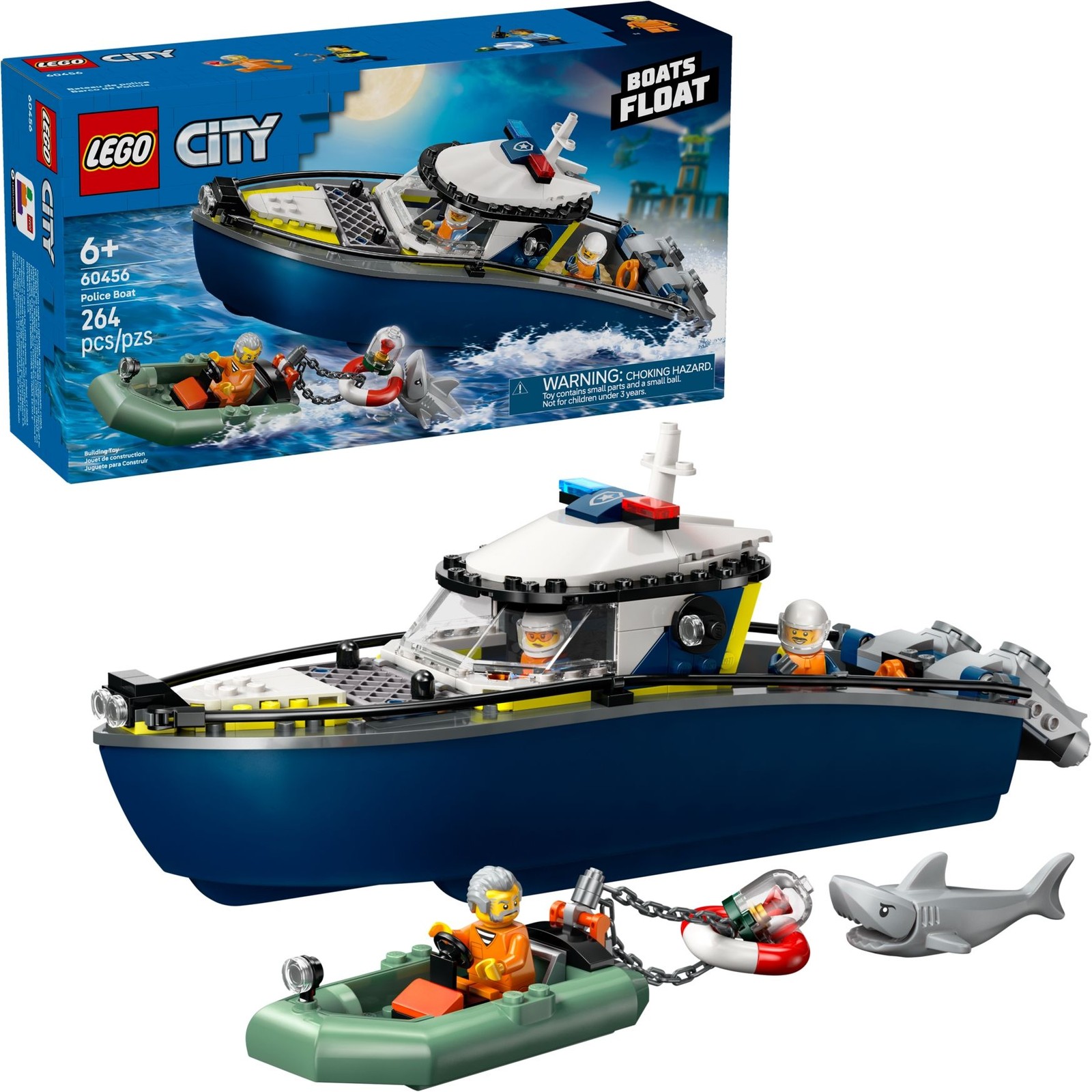 Lego Unisex City Police Boat Chase Toy With A Speedboat 60456 - Immagine 4