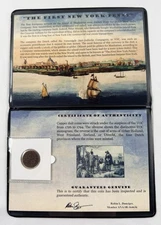 First New York Penny Dutch VOC Copper Duit Coin 1700s Folder Album w/ COA