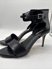 9 BCBG Generation Black Ankle Cuff Stiletto Heels Open Buckle Strap Dress Sandal