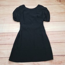 RED Valentino Mini Dress Womens 40 Black Short Sleeve CV27200 Puff Sleeve Ladies