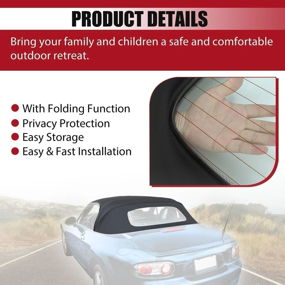 Capota blanda convertible negra con ventana de vidrio térmico para Mazda MX-5 Miata 2006-2014 Foto 4 de 4