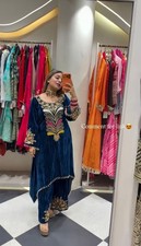 Beautiful Pakistani Velvet Salwar Kameez Indian Designer Palazzo Suit Eid Dress