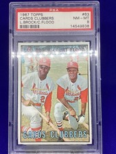 1967 TOPPS #63 Cards Clubbers LOU BROCK CURT FLOOD PSA 8 NM-MT. Hi vintage grade