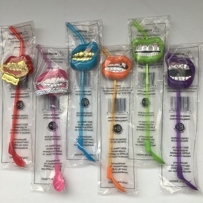 New 7-Eleven 7-11 Slurpee Spoon Straw Lot Of 6 Mouth Pop Grills