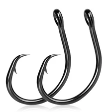 Circle Hooks Fishing Hooks 25pcs 4X Strong Fish Hook,High Carbon Steel Non-Of...