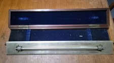 Antique 1800s 18" Metal Parallel Rulew/ Wooden Case