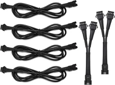 Extension Wire, 4pcs 3.9ft/47.2 Inch 4 Pin Cable Cords and 2pcs 2-Way RGB-4 pcs