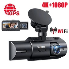 TOGUARD GPS Dual Dash Cam 4K 1080P Front Cabin Car Camera Recorder Night Vision