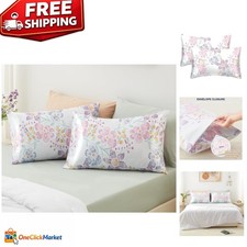 Luxury Satin Pillowcases 20x30 - Protect Hair Skin, Set of 2 Floral Design
