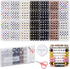 FZIIVQU 1400Pcs Letter Beads Kit, 6 Colors 4X7Mm Alphabet Beads, Number Beads He