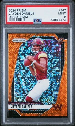 2024 PANINI PRIZM DISCO PRIZM #347 JAYDEN DANIELS PSA 9