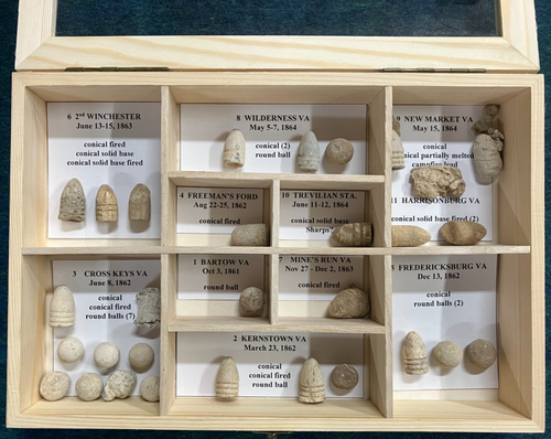 Lot - 16 Civil War bullets, 12 rd balls, 7 shell fragments, Locations ...