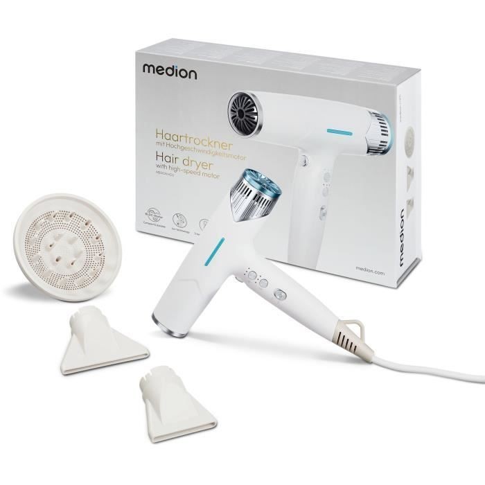 Sèche-cheveux MEDION MD19984 compact blanc pour petits espaces