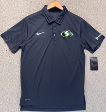 NWT Nike Dri-FIT Men WNBA Swish Technologies Polo Shirt Gray Golf Logo S