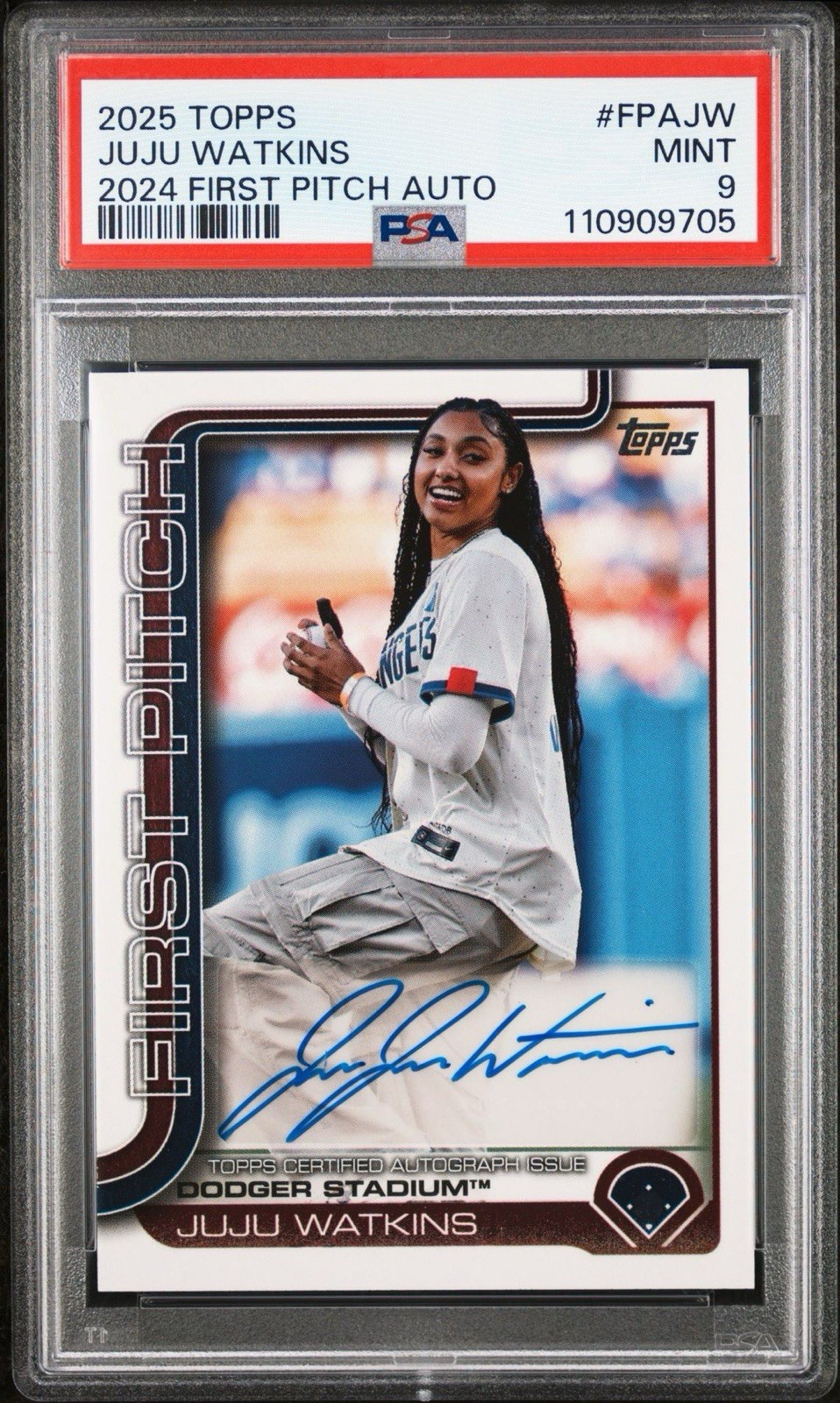 2025 Topps Series 1 - Juju Watkins First Pitch AUTO /99 #FPA-JW PSA 9 MINT