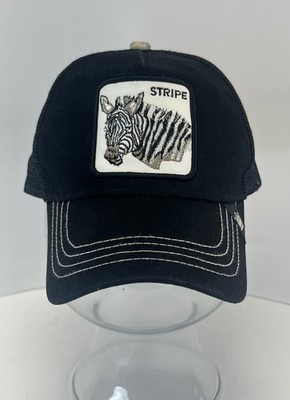 Black Zebra  Stripe  Patch - Animal Theme Mesh Back SnapBack Hat / Cap