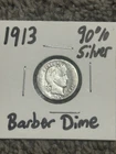 🔥🔥1913 Barber 10c Dime 90% Silver COIN🔥🔥