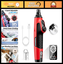 6-Speed Rechargeable Dog Nail Grinder - Quiet Electric Pet Nail Trimmer with LED