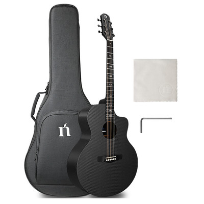 Natasha X-Carbon Acoustic Guitar 3K Carbon Fiber 41-inch Steel-string Black