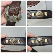 Vintage Jack Daniels Leather Belt Men's Size 38 Black Western Style Rare