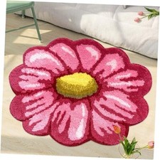 Pink Daisy Rug Plush Rug Bath Mat Shaggy Door Mat Water Absorbent Rose Floral