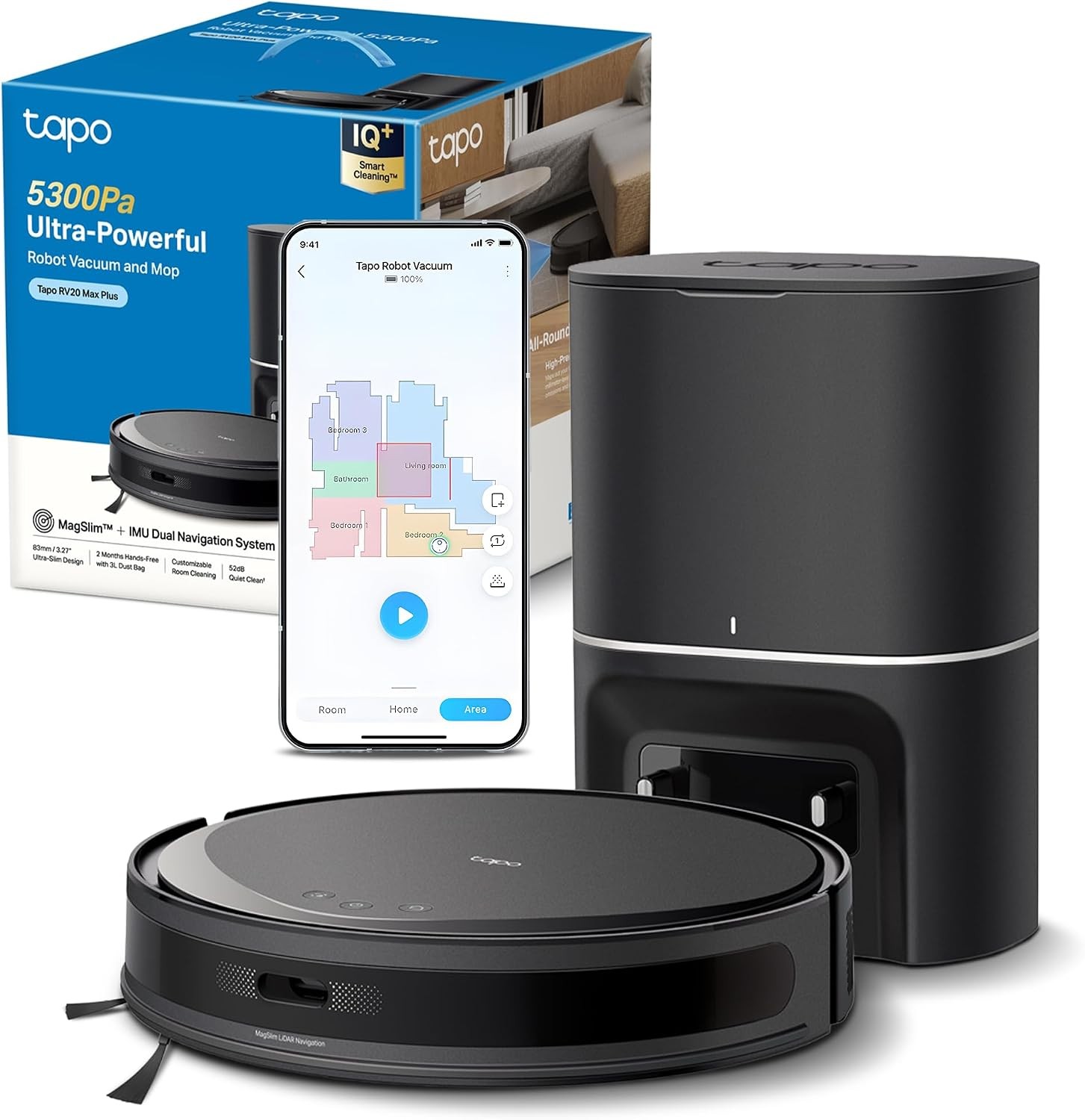 Tapo RV20 Max Plus Robot Vacuum Cleaner with Mop 5300Pa Auto-Empty Dock LiDAR - Image 2