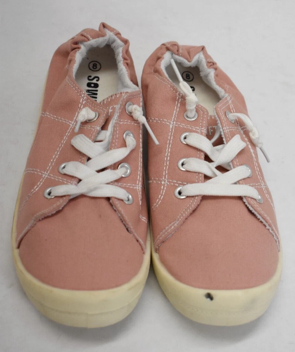 SOWIFT Stretch Heel Pink Canvas Walking Sneaker Round Toe DG4 Womens Size 8